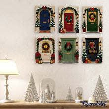 Afbeelding in Gallery-weergave laden, Mini Schilderen op Nummer 15x20cm (6 stuks) - Kerstvoordeuren