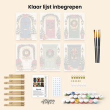 Afbeelding in Gallery-weergave laden, Mini Schilderen op Nummer 15x20cm (6 stuks) - Kerstvoordeuren