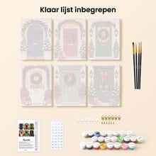 Afbeelding in Gallery-weergave laden, Mini Schilderen op Nummer 15x20cm (6 stuks) - Kerstvoordeuren
