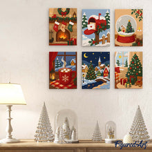 Afbeelding in Gallery-weergave laden, Mini Schilderen op Nummer 15x20cm (6 stuks) - Kerstherinneringen