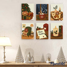 Afbeelding in Gallery-weergave laden, Mini Schilderen op Nummer 15x20cm (6 stuks) - Feestelijke Wintermomenten