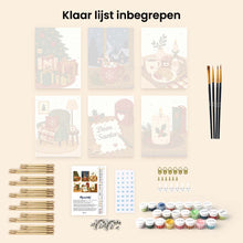 Afbeelding in Gallery-weergave laden, Mini Schilderen op Nummer 15x20cm (6 stuks) - Feestelijke Wintermomenten