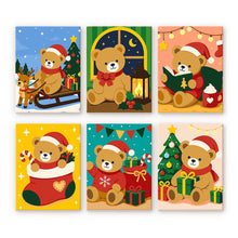 Afbeelding in Gallery-weergave laden, Mini Schilderen op Nummer 15x20cm (6 stuks) - Kerstteddyberen
