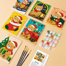 Afbeelding in Gallery-weergave laden, Mini Schilderen op Nummer 15x20cm (6 stuks) - Kerstteddyberen