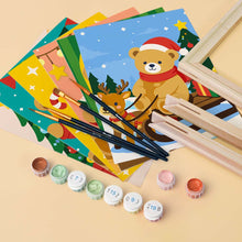 Afbeelding in Gallery-weergave laden, Mini Schilderen op Nummer 15x20cm (6 stuks) - Kerstteddyberen