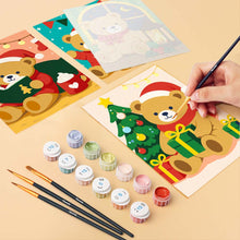 Afbeelding in Gallery-weergave laden, Mini Schilderen op Nummer 15x20cm (6 stuks) - Kerstteddyberen