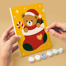 Afbeelding in Gallery-weergave laden, Mini Schilderen op Nummer 15x20cm (6 stuks) - Kerstteddyberen