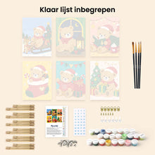 Afbeelding in Gallery-weergave laden, Mini Schilderen op Nummer 15x20cm (6 stuks) - Kerstteddyberen