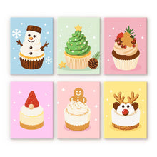 Afbeelding in Gallery-weergave laden, Mini Schilderen op Nummer 15x20cm (6 stuks) - Kerstcupcakes