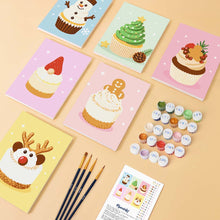 Afbeelding in Gallery-weergave laden, Mini Schilderen op Nummer 15x20cm (6 stuks) - Kerstcupcakes