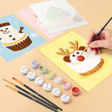 Afbeelding in Gallery-weergave laden, Mini Schilderen op Nummer 15x20cm (6 stuks) - Kerstcupcakes