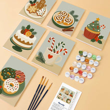 Afbeelding in Gallery-weergave laden, Mini Schilderen op Nummer 15x20cm (6 stuks) - Kerstlekkernijen