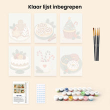 Afbeelding in Gallery-weergave laden, Mini Schilderen op Nummer 15x20cm (6 stuks) - Kerstlekkernijen