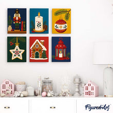 Afbeelding in Gallery-weergave laden, Mini Schilderen op Nummer 15x20cm (6 stuks) - Kersttradities