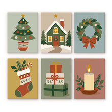 Afbeelding in Gallery-weergave laden, Mini Schilderen op Nummer 15x20cm (6 stuks) - Collectie Kerstversieringen