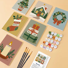 Afbeelding in Gallery-weergave laden, Mini Schilderen op Nummer 15x20cm (6 stuks) - Collectie Kerstversieringen