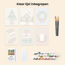 Afbeelding in Gallery-weergave laden, Mini Schilderen op Nummer 15x20cm (6 stuks) - Collectie Kerstversieringen