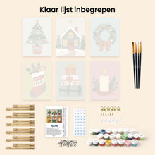 Afbeelding in Gallery-weergave laden, Mini Schilderen op Nummer 15x20cm (6 stuks) - Collectie Kerstversieringen
