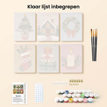 Afbeelding in Gallery-weergave laden, Mini Schilderen op Nummer 15x20cm (6 stuks) - Collectie Kerstversieringen