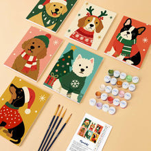 Afbeelding in Gallery-weergave laden, Mini Schilderen op Nummer 15x20cm (6 stuks) - Kerstpuppy's