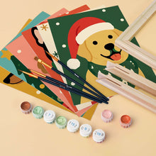 Afbeelding in Gallery-weergave laden, Mini Schilderen op Nummer 15x20cm (6 stuks) - Kerstpuppy's