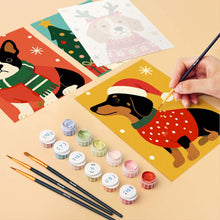 Afbeelding in Gallery-weergave laden, Mini Schilderen op Nummer 15x20cm (6 stuks) - Kerstpuppy's