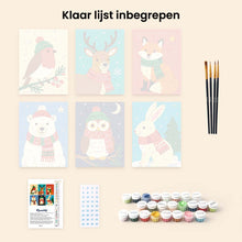 Afbeelding in Gallery-weergave laden, Mini Schilderen op Nummer 15x20cm (6 stuks) - Winterdieren