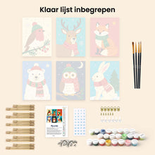 Afbeelding in Gallery-weergave laden, Mini Schilderen op Nummer 15x20cm (6 stuks) - Winterdieren
