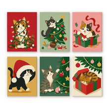 Afbeelding in Gallery-weergave laden, Mini Schilderen op Nummer 15x20cm (6 stuks) - Kerstplezier met Kittens