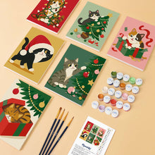 Afbeelding in Gallery-weergave laden, Mini Schilderen op Nummer 15x20cm (6 stuks) - Kerstplezier met Kittens