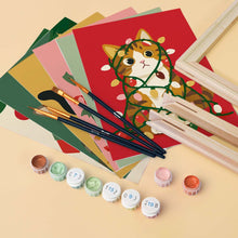 Afbeelding in Gallery-weergave laden, Mini Schilderen op Nummer 15x20cm (6 stuks) - Kerstplezier met Kittens