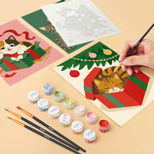 Afbeelding in Gallery-weergave laden, Mini Schilderen op Nummer 15x20cm (6 stuks) - Kerstplezier met Kittens
