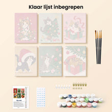 Afbeelding in Gallery-weergave laden, Mini Schilderen op Nummer 15x20cm (6 stuks) - Kerstplezier met Kittens