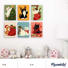 Afbeelding in Gallery-weergave laden, Mini Schilderen op Nummer 15x20cm (6 stuks) - Vakantieavonturen van Kittens
