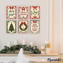 Afbeelding in Gallery-weergave laden, Mini Schilderen op Nummer 15x20cm (6 stuks) - Vrolijke kerstwensen