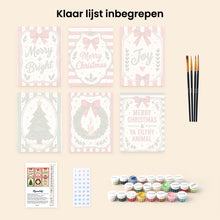 Afbeelding in Gallery-weergave laden, Mini Schilderen op Nummer 15x20cm (6 stuks) - Vrolijke kerstwensen