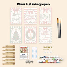 Afbeelding in Gallery-weergave laden, Mini Schilderen op Nummer 15x20cm (6 stuks) - Vrolijke kerstwensen