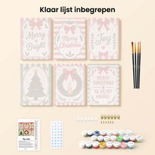 Afbeelding in Gallery-weergave laden, Mini Schilderen op Nummer 15x20cm (6 stuks) - Vrolijke kerstwensen