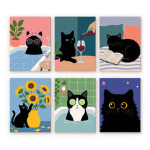 Afbeelding in Gallery-weergave laden, Mini Schilderen op Nummer 15x20cm (6 stuks) - Kattenleven