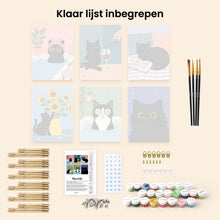 Afbeelding in Gallery-weergave laden, Mini Schilderen op Nummer 15x20cm (6 stuks) - Kattenleven