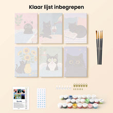 Afbeelding in Gallery-weergave laden, Mini Schilderen op Nummer 15x20cm (6 stuks) - Kattenleven