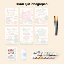 Afbeelding in Gallery-weergave laden, Mini Schilderen op Nummer 15x20cm (6 stuks) - Stemming voor boekenliefhebbers