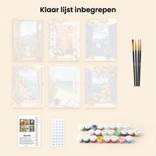 Afbeelding in Gallery-weergave laden, Mini Schilderen op Nummer 15x20cm (6 stuks) - Ramen met uitzicht op de oceaan