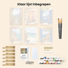Afbeelding in Gallery-weergave laden, Mini Schilderen op Nummer 15x20cm (6 stuks) - Ramen met uitzicht op de oceaan