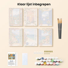 Afbeelding in Gallery-weergave laden, Mini Schilderen op Nummer 15x20cm (6 stuks) - Ramen met uitzicht op de oceaan