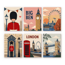 Afbeelding in Gallery-weergave laden, Mini Schilderen op Nummer 15x20cm (6 stuks) - Ansichtkaarten uit Londen