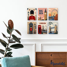Afbeelding in Gallery-weergave laden, Mini Schilderen op Nummer 15x20cm (6 stuks) - Ansichtkaarten uit Londen