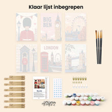 Afbeelding in Gallery-weergave laden, Mini Schilderen op Nummer 15x20cm (6 stuks) - Ansichtkaarten uit Londen