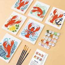 Afbeelding in Gallery-weergave laden, Mini Serie Schilderen op Nummer 15x20cm (6 stuks) - Kustkreeft Collectie