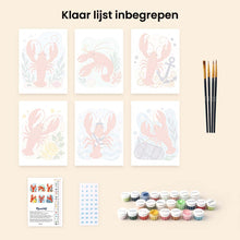 Afbeelding in Gallery-weergave laden, Mini Serie Schilderen op Nummer 15x20cm (6 stuks) - Kustkreeft Collectie